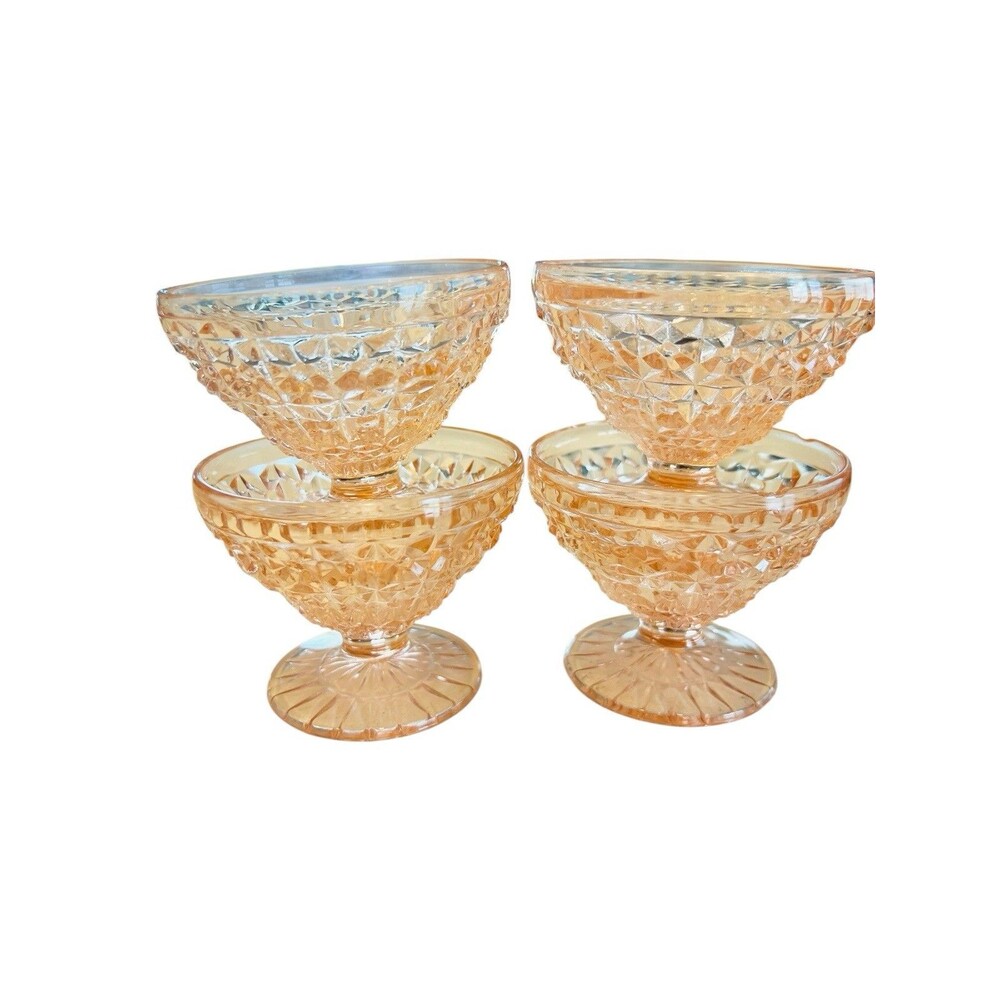 Vintage Jeanette Windsor Sherbert Bowl In Diamond Pattern Set Of 4